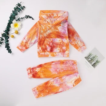 

Menoea 2PCS Toddler Baby Girls Tie Dye Clothes Suits 2020 Kids Knit Long Sleeve Tops Shirt Pants Fall Winter Outfits Pajamas Set