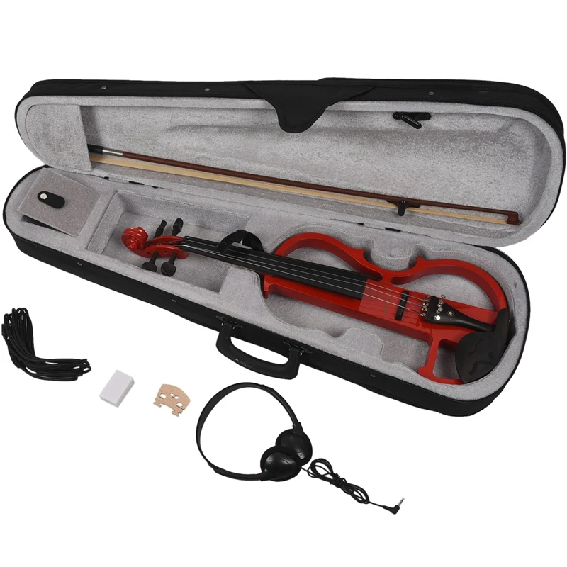 

Dropship-NAOMI 4/4 Electric Violin Solid Wood Silent Violin Fiddle High Quality with Case Bow Rosin KIT Red New