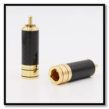 

4pcs High Quality Copper Carbon Fiber RCA Plug Gold Plated Audio Video Adapter Connector