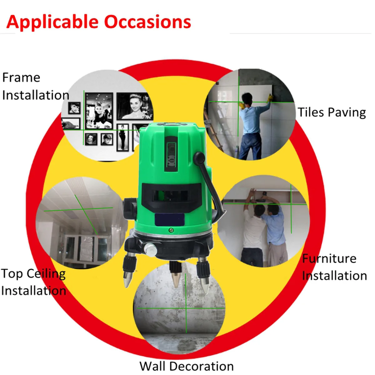 Becornce 2 Lines Green Beam Laser Level 360 Rotary Laser Line Rotary Vertical Horizontal Automatic Self Leveling with Tripod
