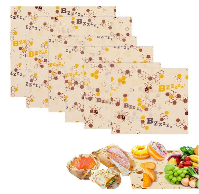 Beeswax Wrap набор из 6 многоразовых пчелиных восков для пищевых продуктов Экологичная