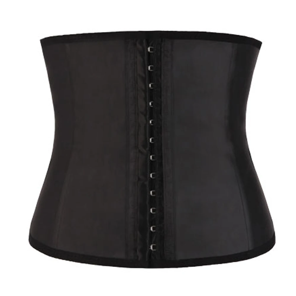 Women Rubber Latex Waist Trainer Corset Body Shaper Slimming Belt Waist Cincher2 layer 9 Steel Bones Shapewear