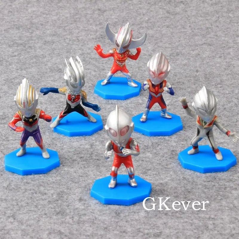 

6pcs/set Japan Cartoon Ultraman Action Figure UItraman Tiga / Saga / Orb / Geed /Belial PVC Figure Toys Collectible Model Gift