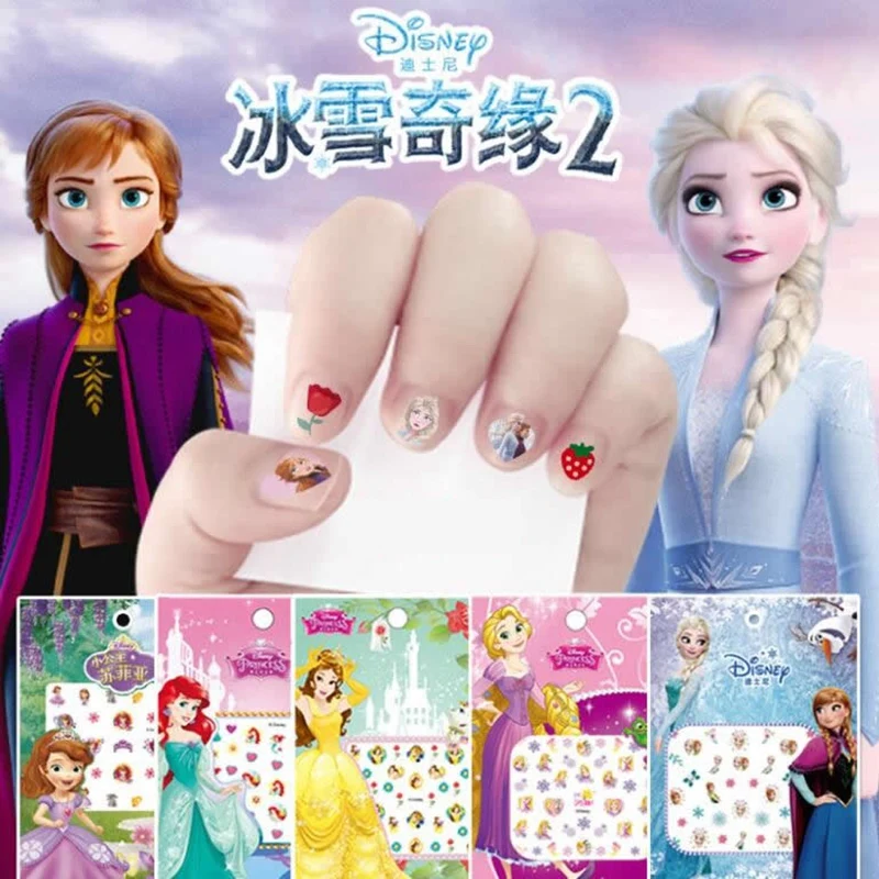 Disney-pegatinas de dibujos animados de princesa Elsa, Anna, Blancanieves, maquillaje, Minnie, Mickey, sirena, Stitch, juguete para niños