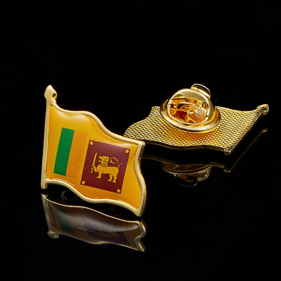 

Asian Sri Lanka Country Waving National Flag Gold Plated Courtesy Enamel Lapel Pin Badge