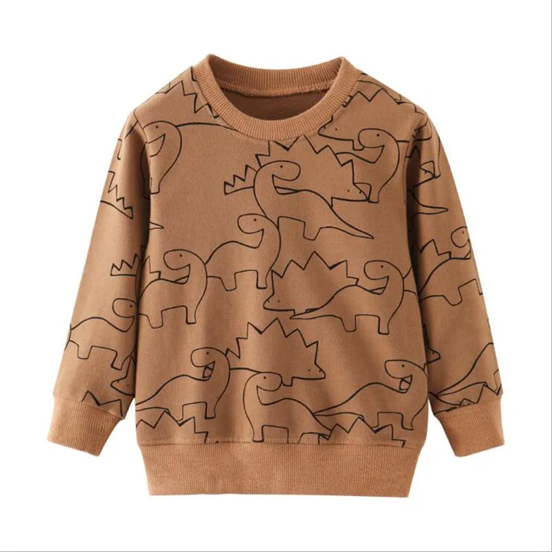Осенние футболки для мальчиков с рисунком динозавра; топы с длинными рукавами; детский хлопковый свитер с аппликацией динозавра; Детские рубашки для мальчиков; Одежда для мальчиков