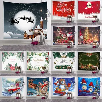 

Christmas Cartoon Santa Claus Bedroom Bedside Background Tapestry
