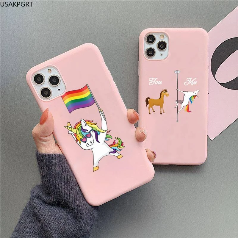 Gay Lesbian LGBT Rainbow Pride Phone Case For iphone 12 11 Pro Max Mini XS 8 7 6 6S Plus X SE 2020 XR Matte Pink Silicone cover best iphone 8 case