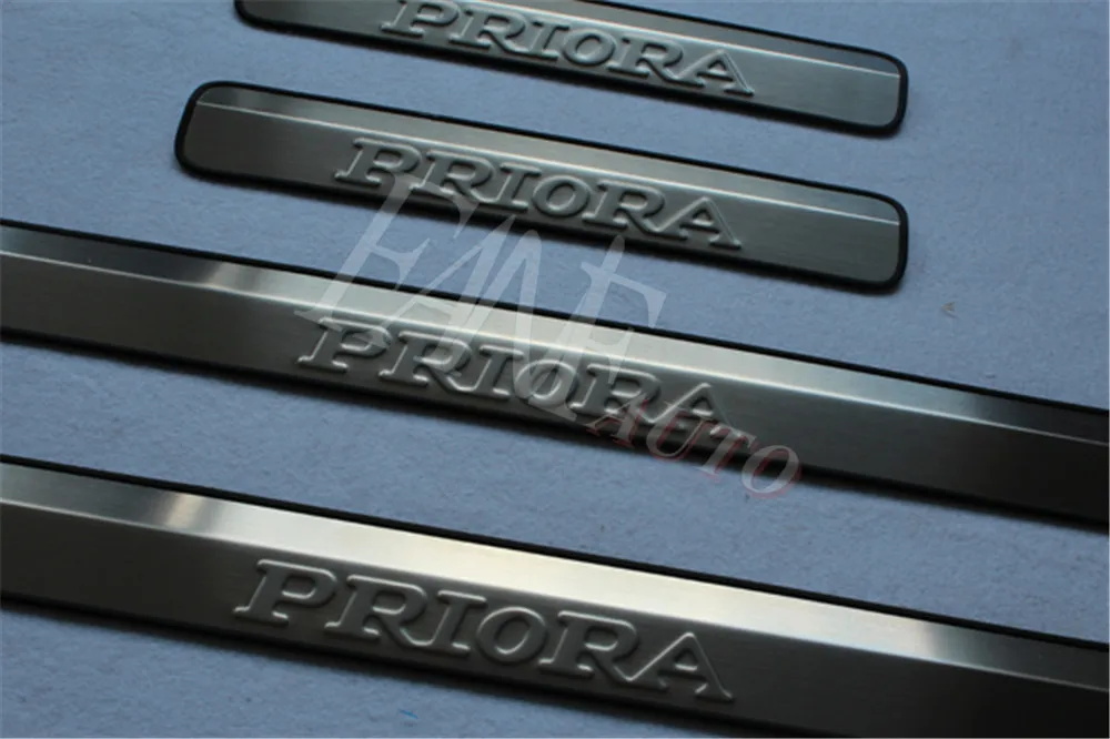 Stainless Steel Door Sill Scuff Plate Guard Sills Protector Trim For Lada Priora 2007