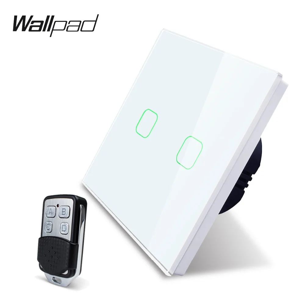 

Wallpad 2 Gang Remote Wall Electrical Touch Light Switch 1 Way 2 Way Power Switch 4 Colors Tempered Glass Panel RF 433.92 MHz