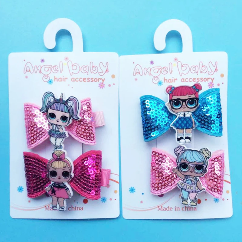 Lol Surprise Dolls Cartoon Fashion Children's Sequins Bow Hairpin Headdress Hair Accessories