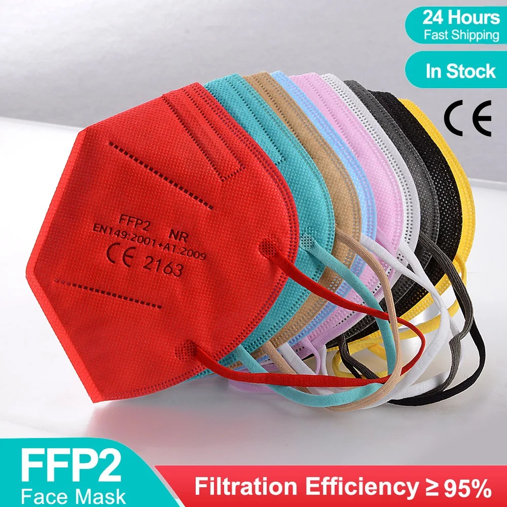 Черный KN95 маски для взрослых Цветной FFP2Mask CE 5 слоев пылезащитный Анти туман