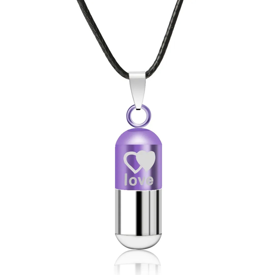 Shellhard Ash Holder Keepsake Neckalces Vintage Metal Urn Cremation Love Pill Pendant Necklace For Men Women Jewelry