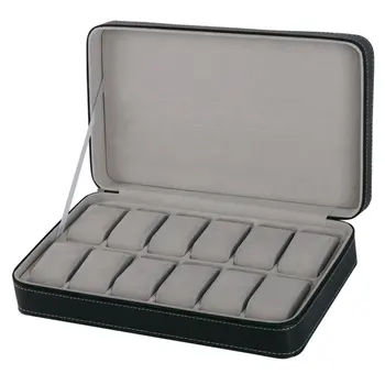

12 Slots Watch Box Storage Organizer With Zipper Simple Style Multi-functional Bracelet Display Casket