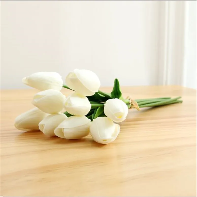 31 шт. ПУ мини тюльпаны как настоящие Искусственные цветы букет искусственных цветов для свадебного украшения дома вечерние цветы