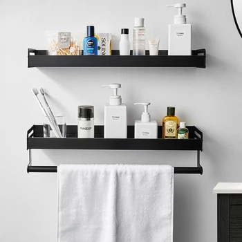 

Multi-function Bathroom Organizer Shelves Wall Mounted Kitchen Storage Rack Spice Organization Shampoo Tray Shelf Accessories