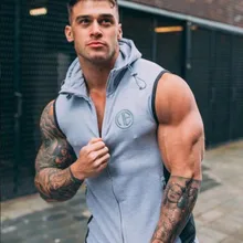 Новинка года; стильный детский жилет для фитнеса; мужской Спортивный Повседневный жилет без рукавов с капюшоном; рубашка на молнии из чистого хлопка