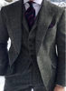 Grey 3 Piece Wedding Tuxedos Notched Lapel Two Buttons Herringbone Tweed Formal Men Suits Custom Made Peaky Blinders Bridegroom ► Photo 2/6