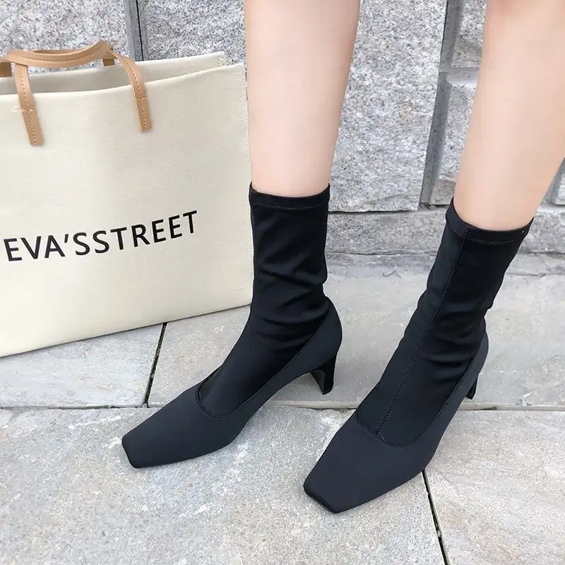 mid heel sock ankle boots