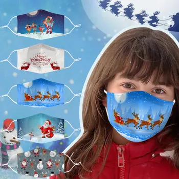 

5pc Children Unisex Christmas Anti-pollution Adjustable Washable Face Mask Mascarilla Reutilizable Mondkapjes Herbruikbaar