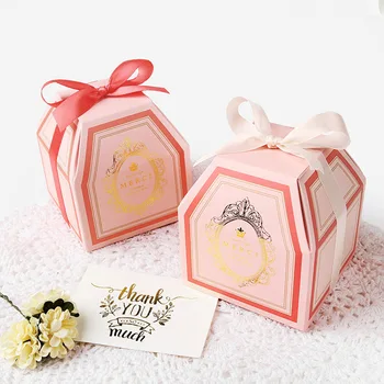

50pcs Per Set European Style High-grade Wedding Gift Box Gold Stamping Color Paper Candy Packaging Box Wholesale Customized