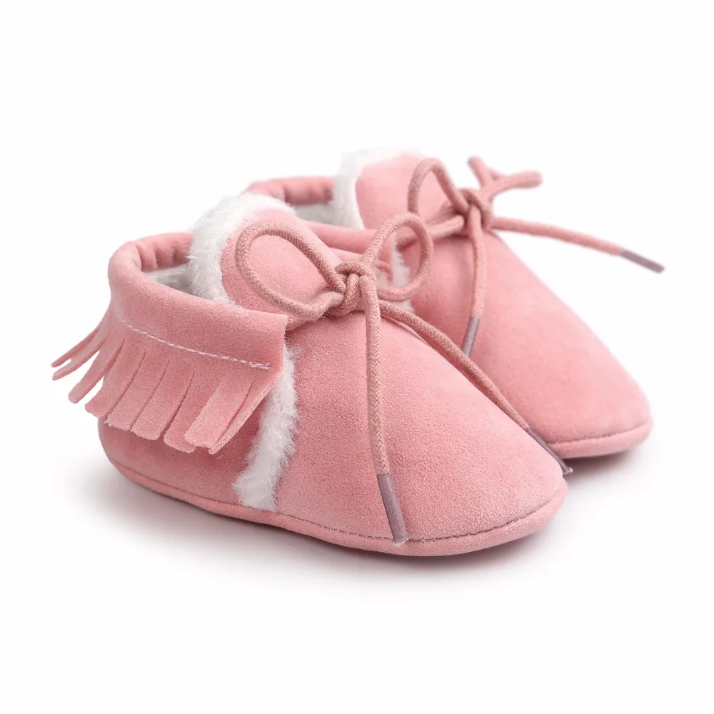 Baby Boy Girl Baby PU Moccasins Soft Moccs Shoes Fringe Soft Soled Non-slip Footwear Crib Shoes