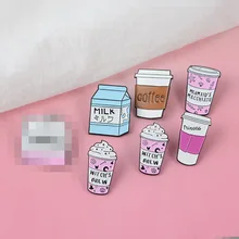 Горячая брошь Европа и Америка мультфильм Молоко Кофе Мороженое молоко чай чашка брошь металл