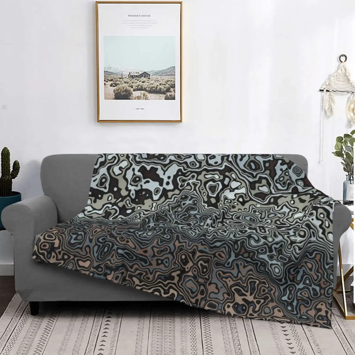 

Urban Camouflage Black Brown Grey Blanket Camo Military Bedspread Plush UltraSoft Cover Fleece Spread Bedding Sofa Picnic Fluffy