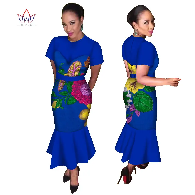Плюс Размеры летние платья женские Традиционные Африканские модные Костюмы Африка Воск Дашики тонкий вырезать сексуальное хлопчатобумажное платье WY1752 - Цвет: 16