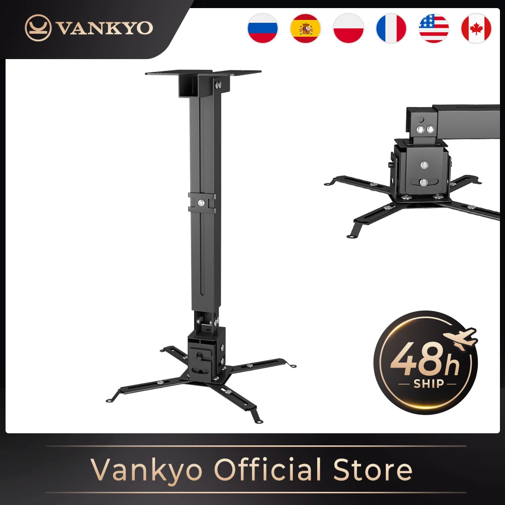 Vankyo Universal Projector Ceiling Mount Wall Bracket Holder Length Adjustable 15 degrees Rotate adjust Maximum loading 30 kg