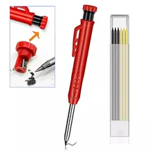 

Solid Carpenter Pencil Set With 7 Refill Lead For Construction Built-in Sharpener Deep Hole Mechanical Marker Woodworking Tools