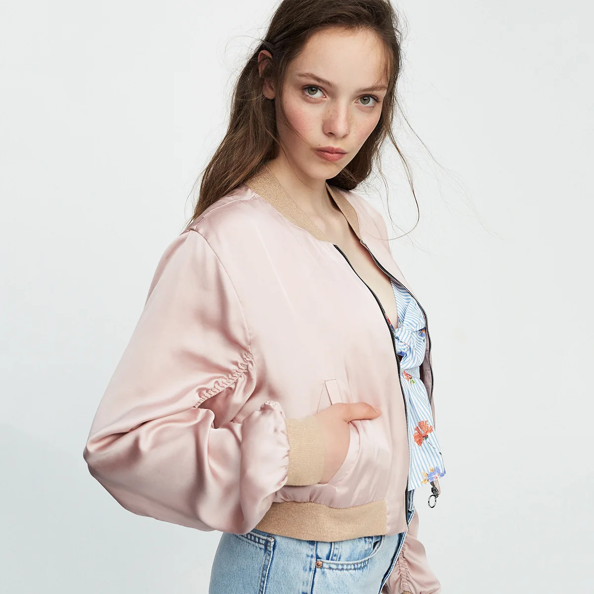 

2019 Autumn New Style Europe And America Fashion Simple Solid Color Mesh Short Jacket Women's-Small Batch Processing Customizabl