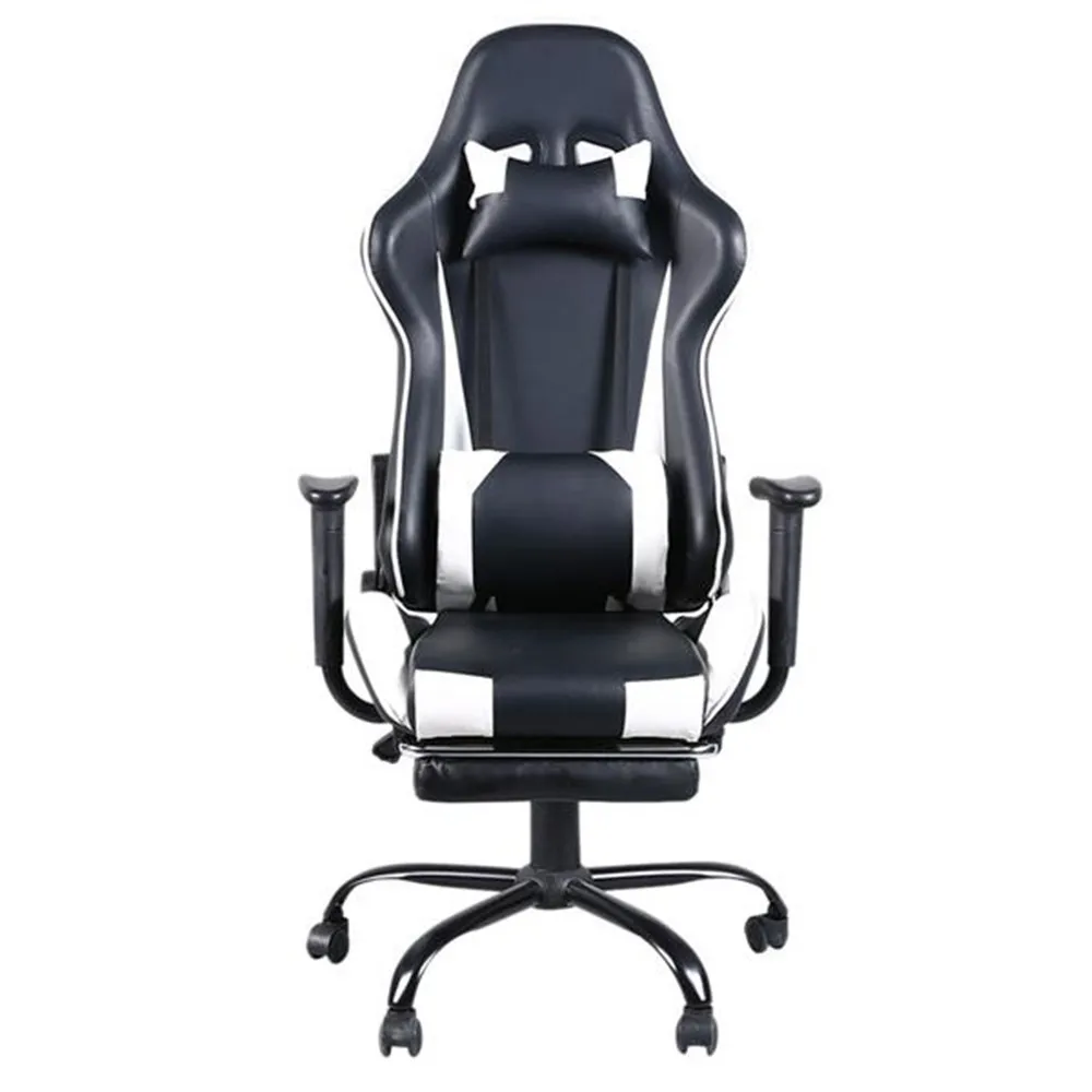  High Back Swivel Chair Racing Gaming Chair With wheels Office Chair with Footrest Tier Black & Whit