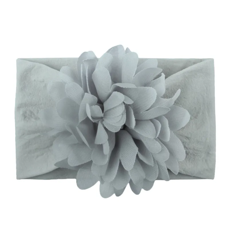grey headband Милая Детская повязка для волос цветок тюрбан Новорожденные Девочки Твердые эластичные повязки для волос для малышей Детские аксессуары для волос - Цвет: grey headband