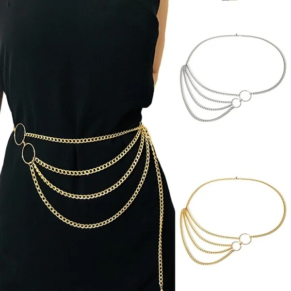 Fashion Metal Chain Retro Belt High Waist Hip Coin Charms Waistband Body Chain