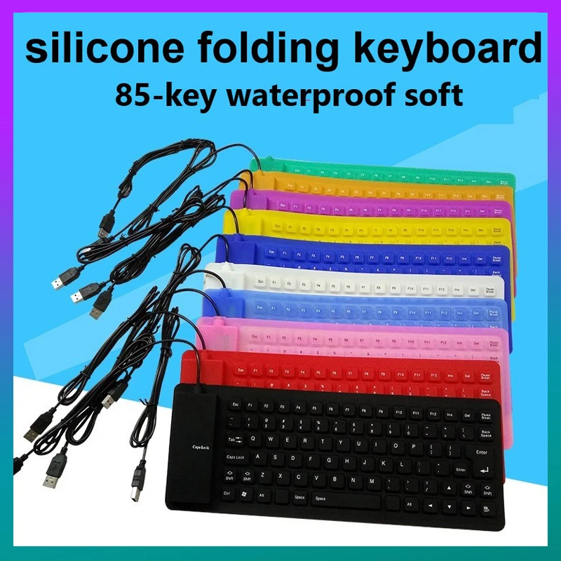 Disour-teclado Dobrável de Silicone 85 Teclas Flexível Portátil Dobrável com Fio Mini Usb pc Notebook Tablet Laptop Jogos - Imagem 5