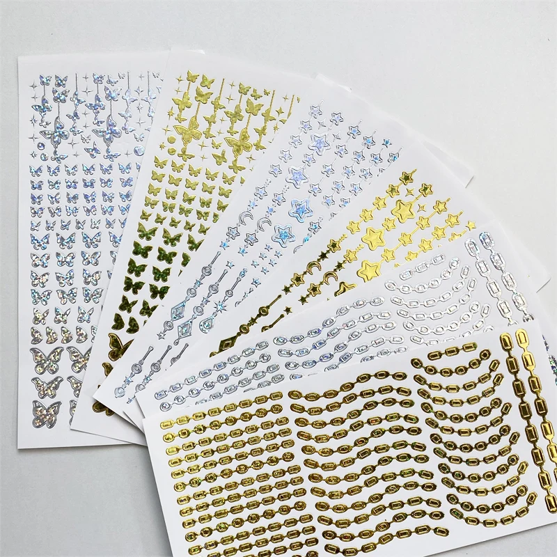 Ins Style Butterfly Star Sequin Decoration Sticker Creative Curved Chain Scrapbook Idol Photo Album Happy Hand Account Material |