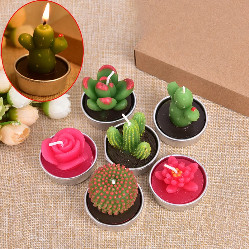 Creative 3D Cactus Candles Simulated Plants Smokeless Scented  Valentine Day Gift Party Ornament Home Decoration 1PC Fruit