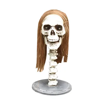 

1PC Halloween Props Long Hair Skeleton Sparkle Ornament Halloween Party Skull Decoration