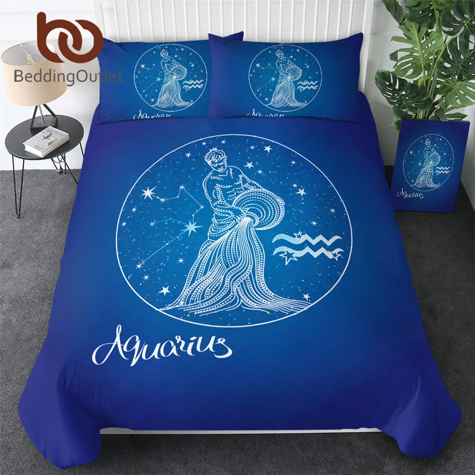 

BeddingOutlet Aquarius Bedding Set Constellation Bedclothes Astrology Galaxy Duvet Cover 3pcs Zodiac Comforter Cover Dropship