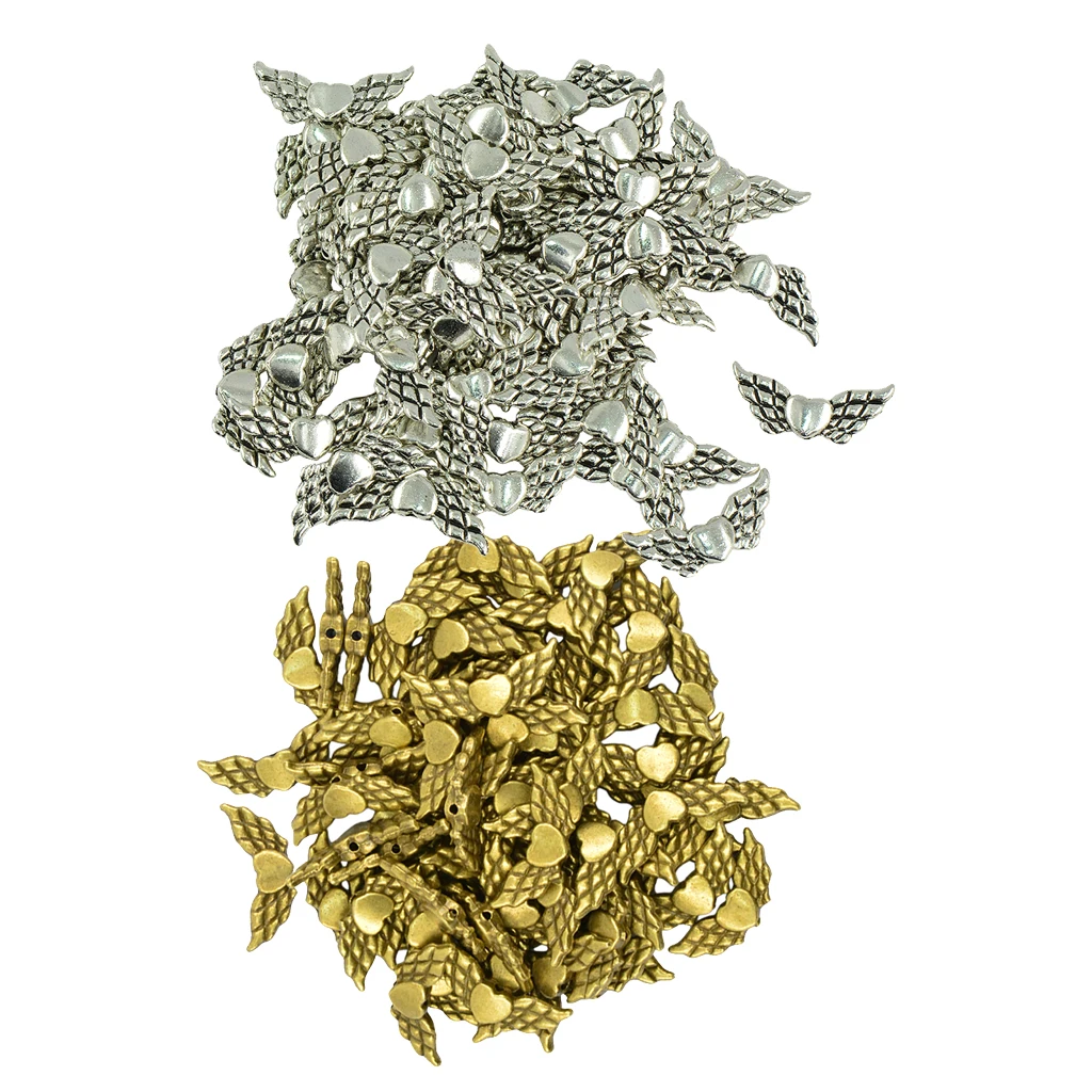 100 Pieces Angel Wing Spacer Charm Beads Accessories for Jewelry Making Crafts