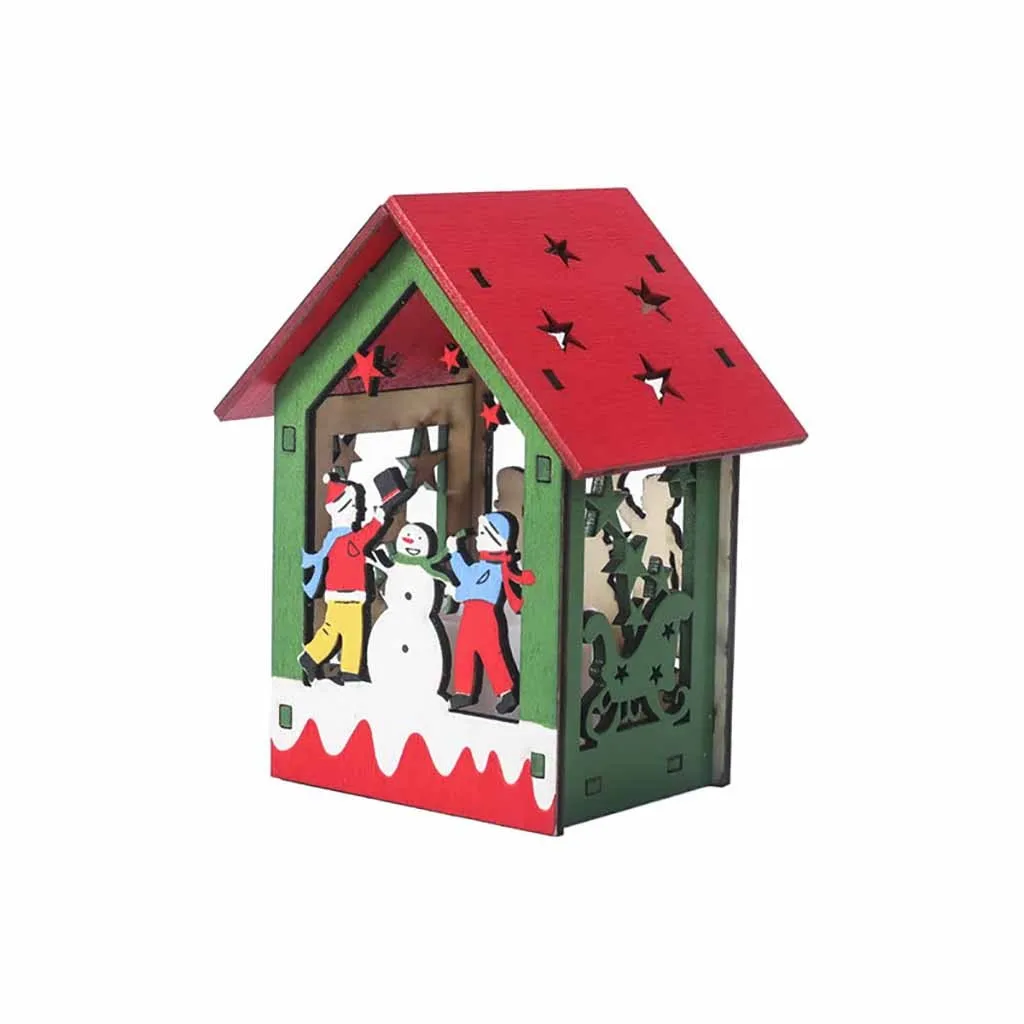 Светодиодный светильник, деревянный дом, милая Рождественская елка, висящий снеговик, украшение для праздника, Рождественское украшение для дома& 12