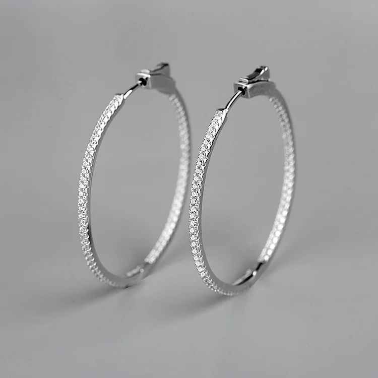 

CMajor Latest S925 Sterling Silver Micro Pave Imported 7A Cubic Zircon Big Hoop Earrings for Women Drops shipping