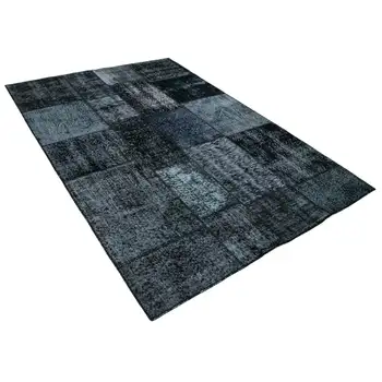 

170x241 Cm Black Handmade Patchwork Rug-6x8 Ft