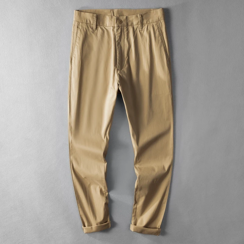 khaki 29-38 размер, мужские повседневные брюки, брендовые хлопковые брюки, мужские однотонные Модные осенние брюки для мужчин, тянущиеся удобные брюки для мужчин - Цвет: khaki
