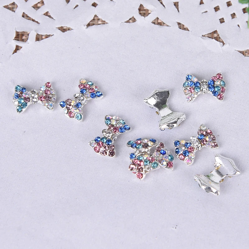 

5Pcs DIY Glitter Rhinestone Luxurious 3d bowknot Alloy Nail Sticker Decorations Charm Nail Jewelry Accessories