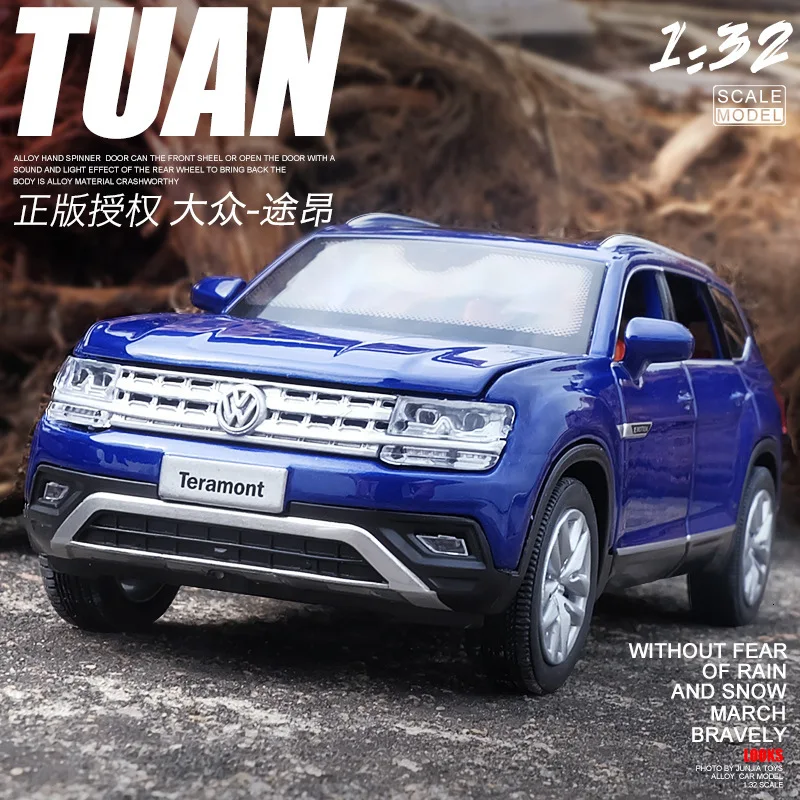 1:32 модель автомобиля из сплава Volkswagen Teramont с открытой спиной звук и светильник