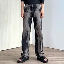 Pantalones vaqueros desgastados estilo Hip Hop para hombre, Jeans desgastados, rectos, estilo Vintage, con efecto Tie Dye, novedad de 2021
