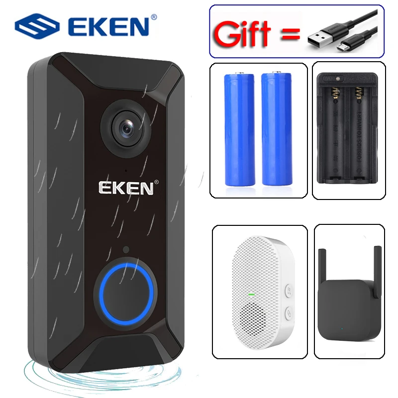 Умный Видеозвонок EKEN V6 с Wi Fi визуальная камера дверным звонком и ночным видением