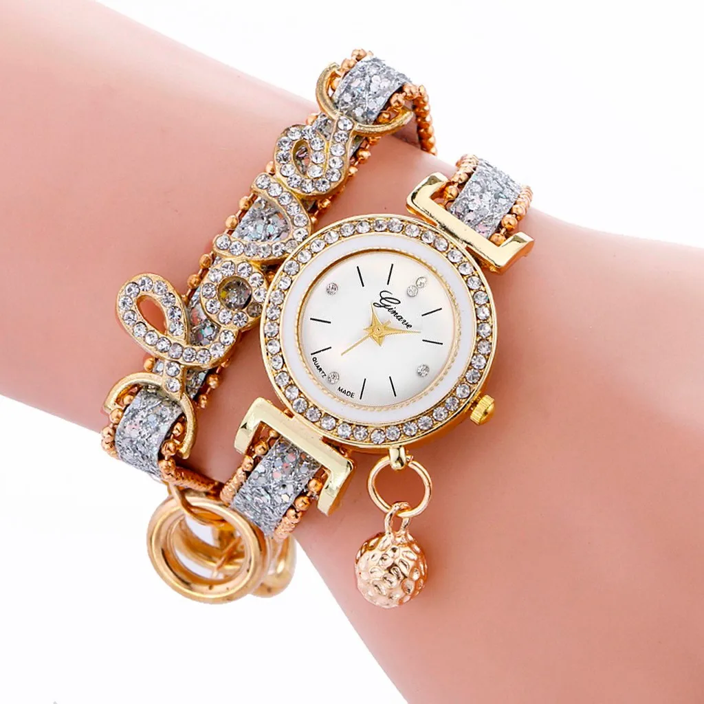 Relojes de pulsera para mujer, correa de cuero con diamantes de imitación, reloj de pulsera de cuarzo de lujo # CL